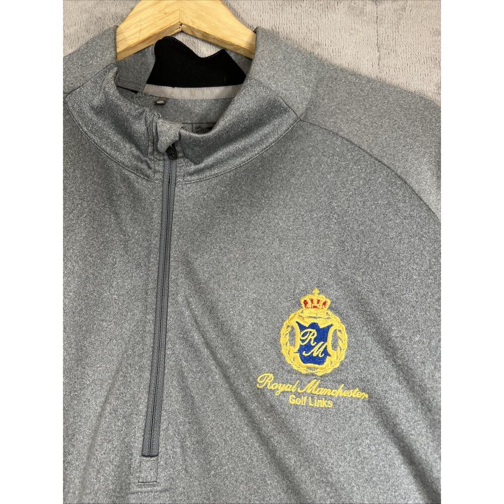 Royal Manchester Golf Links 1/4 Zip Top Mens 2XL Grey Adidas Stretch Athletic